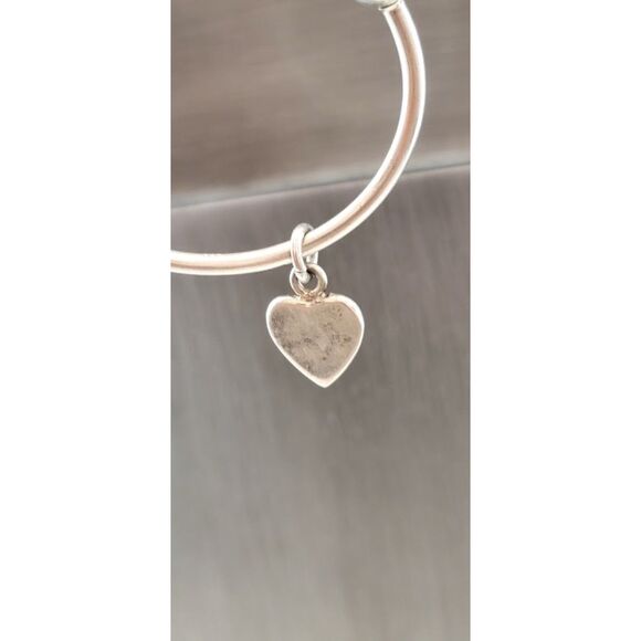 Sterling Removable Ball Bangle, Keychain with Heart Charm Heavy VTG Bracelet - Picture 4 of 5